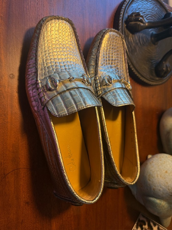 Coach Shoes - Coach Women's Metallic Croc-Embossed Loafers - Gold